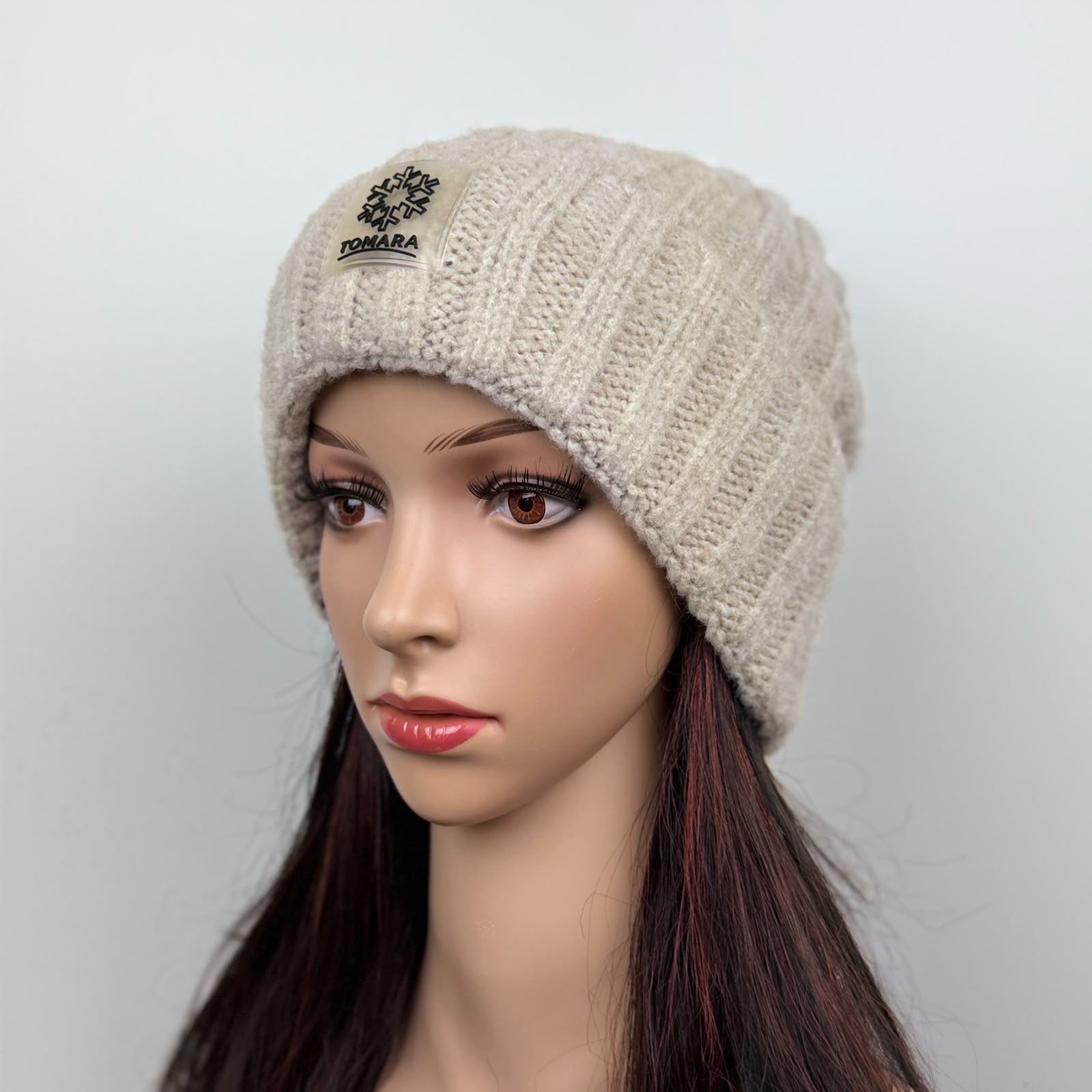 Mütze kurz– Mohair beige