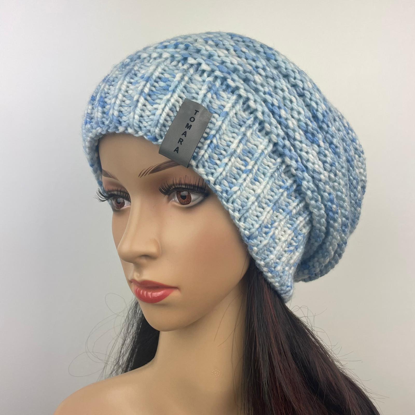 Beanie - Kingsize hellblau-weiß melliert